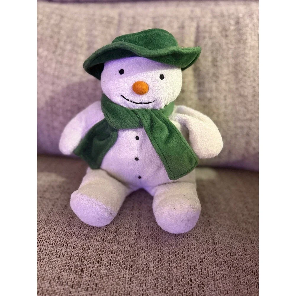 Snowman Plush Toy with Green Hat and Scarf